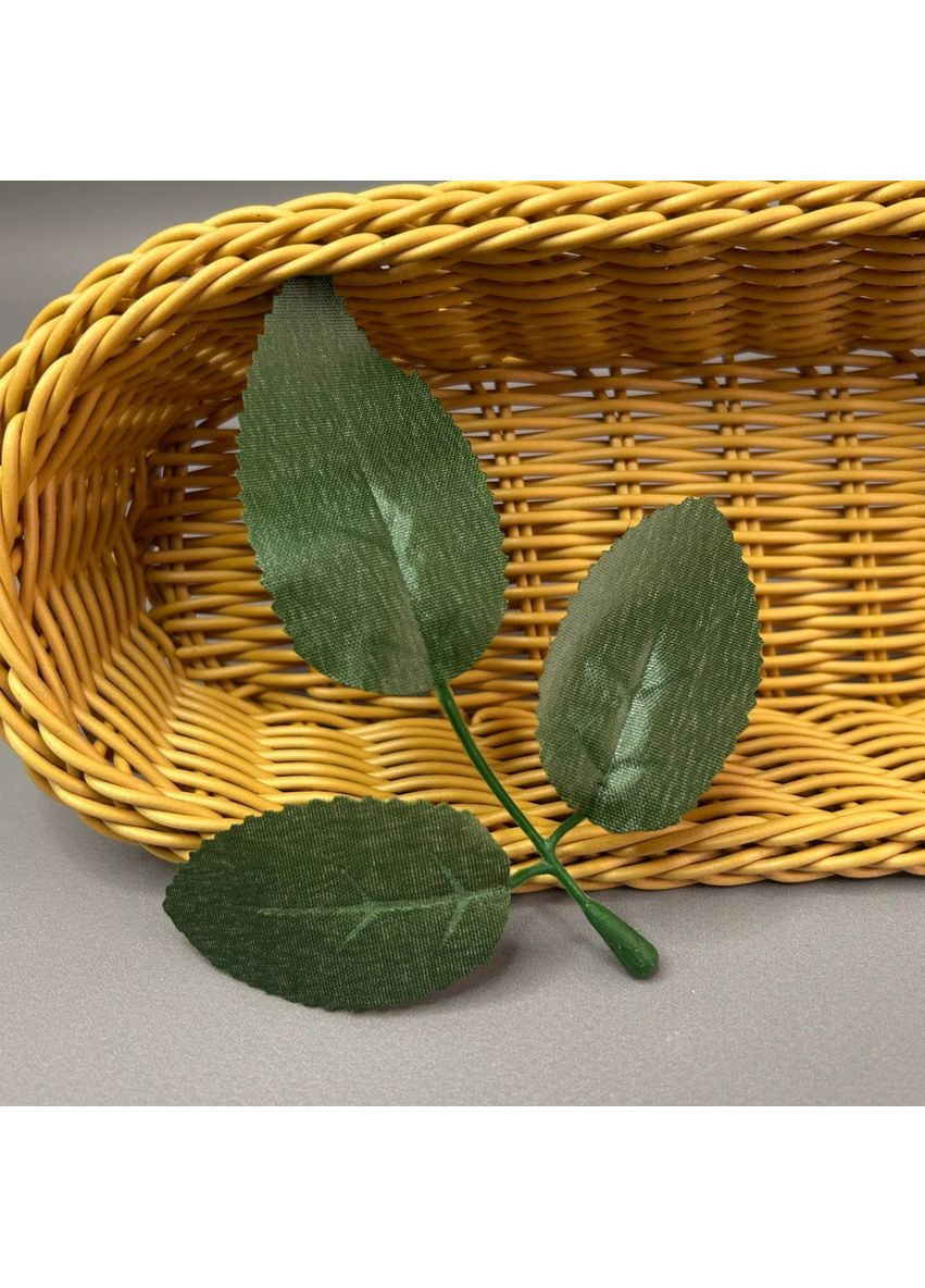 Лист искусственный под розу 3-ка, 13 см - зеленый. Plus-plus (354793949)