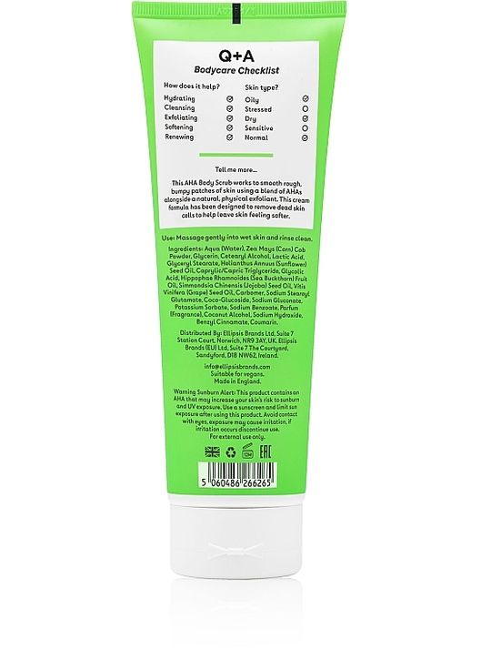 Скраб для тела с AHA-кислотами AHA Exfoliator Body Scrub 250ml (1248795-143278) Q+A (368640616)