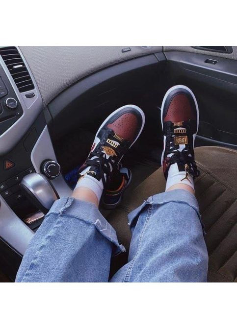 КРОСІВКИ ЖІНОЧІ NIKE AIR JORDAN 1 MID MAROON BLACK НАЙК АІР ДЖОРДАН No Brand чорні демісезони (367170745)