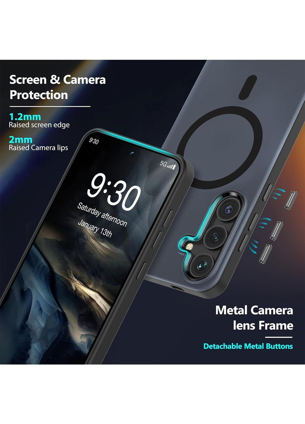 Чехол MagSafe полупрозрачный для Samsung Galaxy S24 + закаленное стекло черный MATEPROX Amazon (361966335)