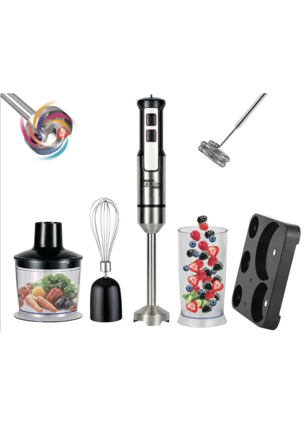 Блендер занурювальний домашній кухонний 6в1 Zepline ZP-117 1500Вт блендер, подрібнювач, міксер BIG (363834044)