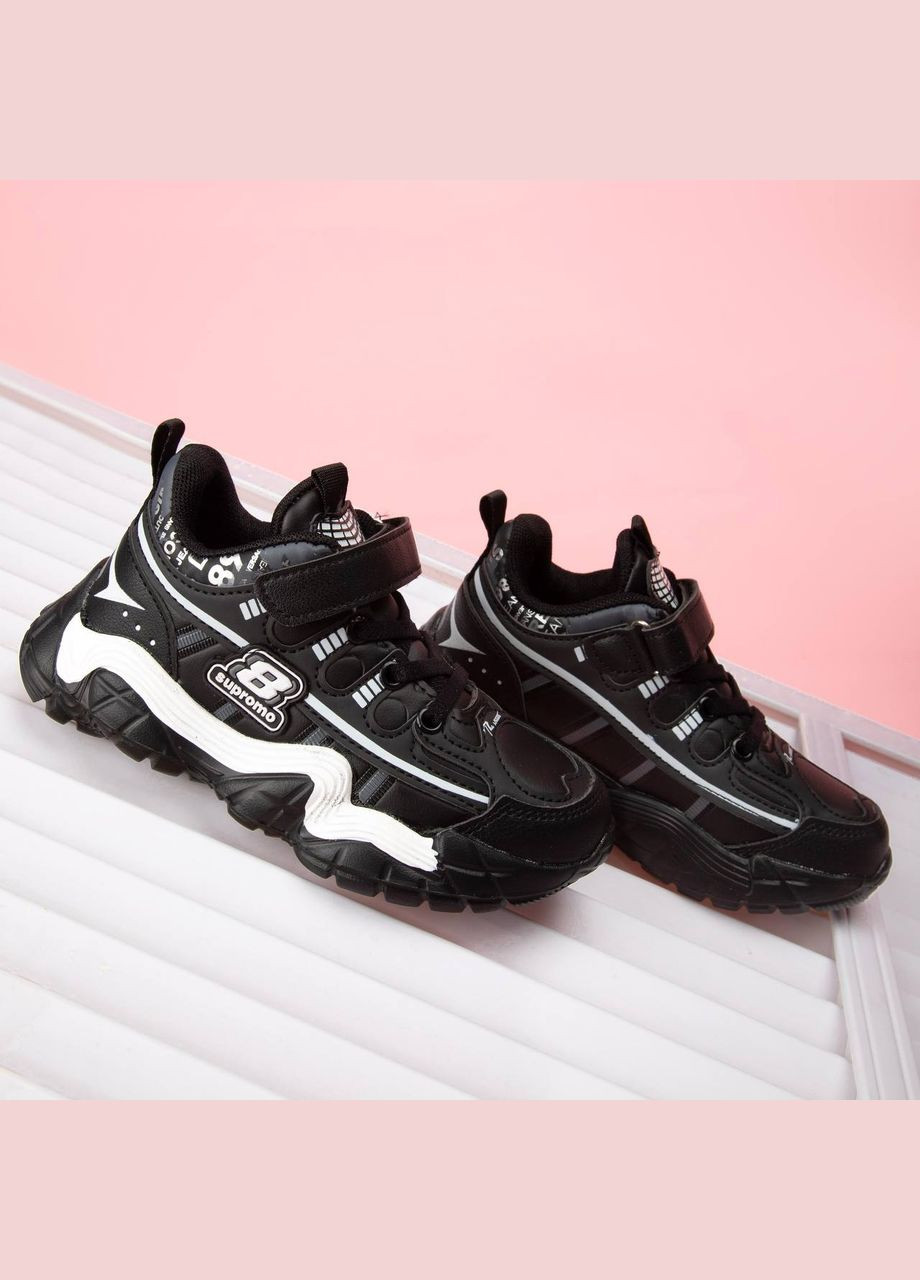 Черные демисезонные детские кроссовки к006 чорные Kindzer К-006