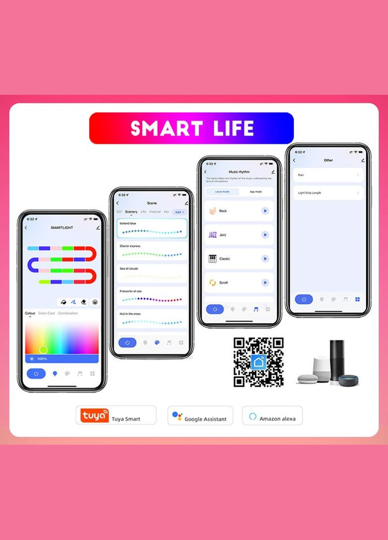 Wi-Fi Неонова адресна світлодіодна стрічка 5 метрів No Brand (334302309)