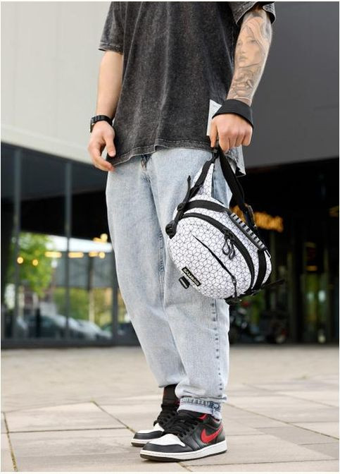 Сумка на пояс через плечо мужская текстильная Белый 35592 Sambag (334673933)