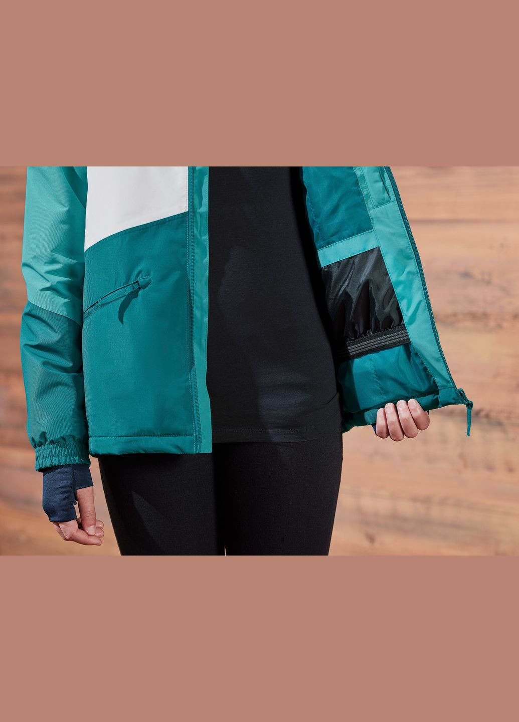 Зелена демісезонна термо-куртка лижна мембранна (3000мм) для дівчинки thermolite® ecomade 427321 зелений куртка-лайнер Crivit