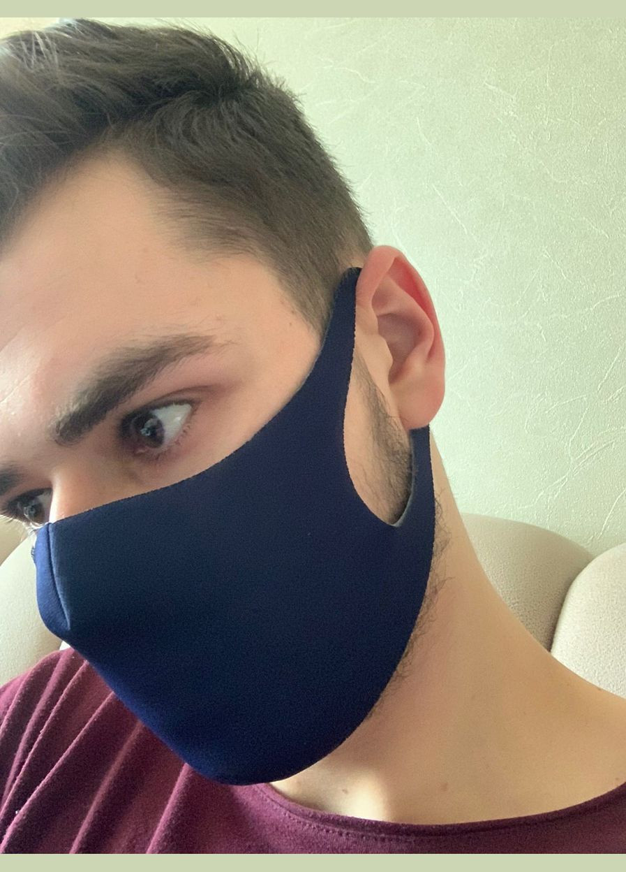 Маска защитная многоразовая из неопрена, темно-синяя, 1 шт. No Brand (317049044)