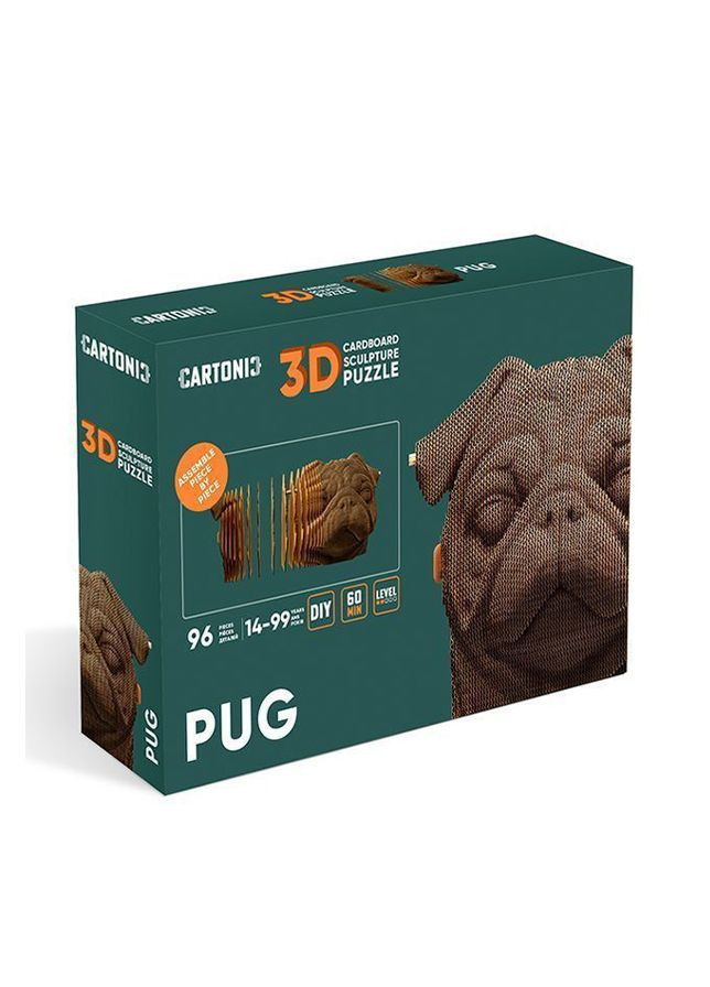 Картонный конструктор " 3D Puzzle Pug" цвет коричневый ЦБ-00235335 Cartonic (297060268)