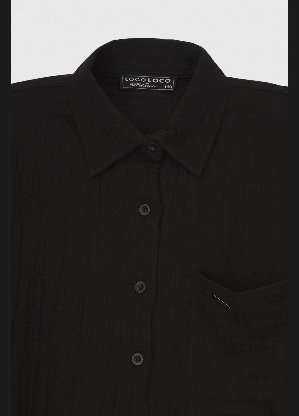 Черная повседневный рубашка однотонная LocoLoco