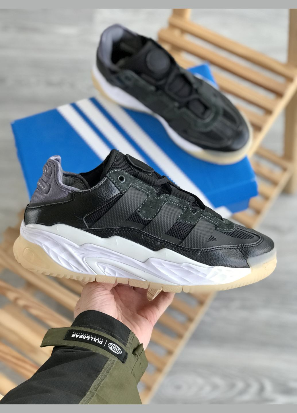 Чорно-білі Осінні кросівки чоловічі і жіночі adidas niteball black white | адідас найтбол чорні білі No Brand