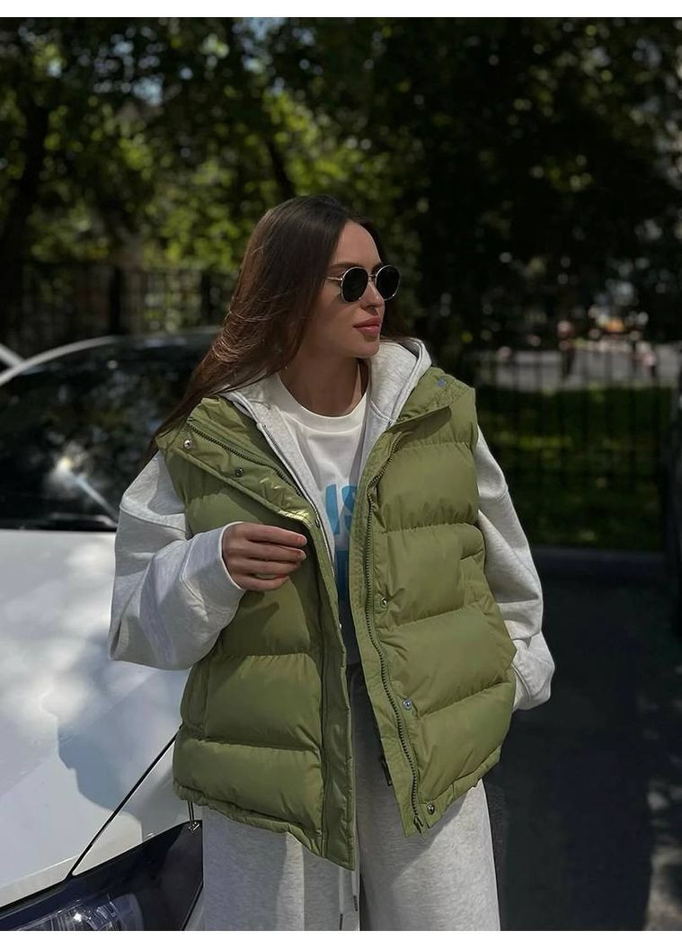 Жіноча жилетка оверсайз з високим коміром MonCher (362206398)