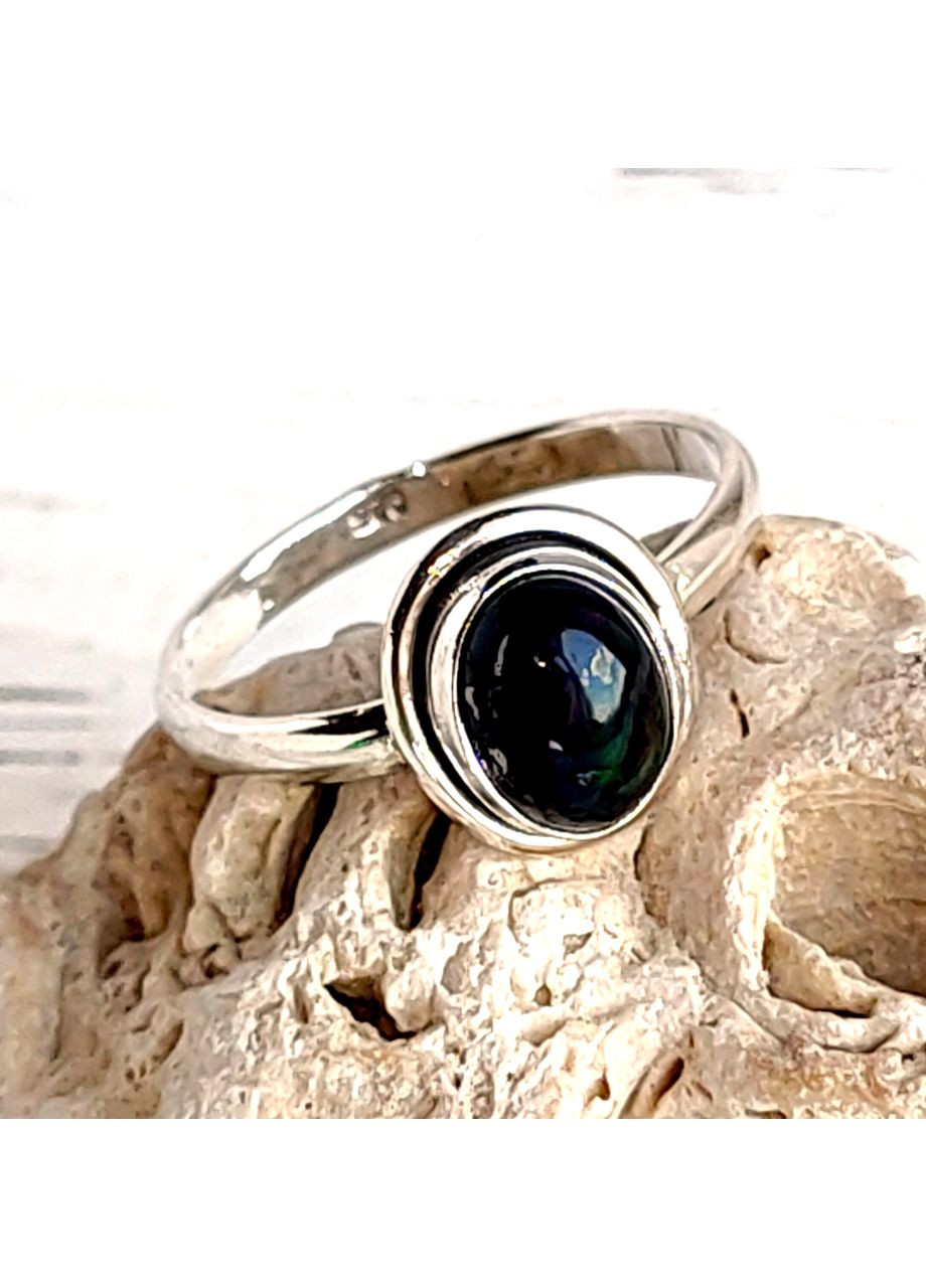 Срібне кільце з чорним ефіопським опалом 18.5 розмір No Brand (364202298)