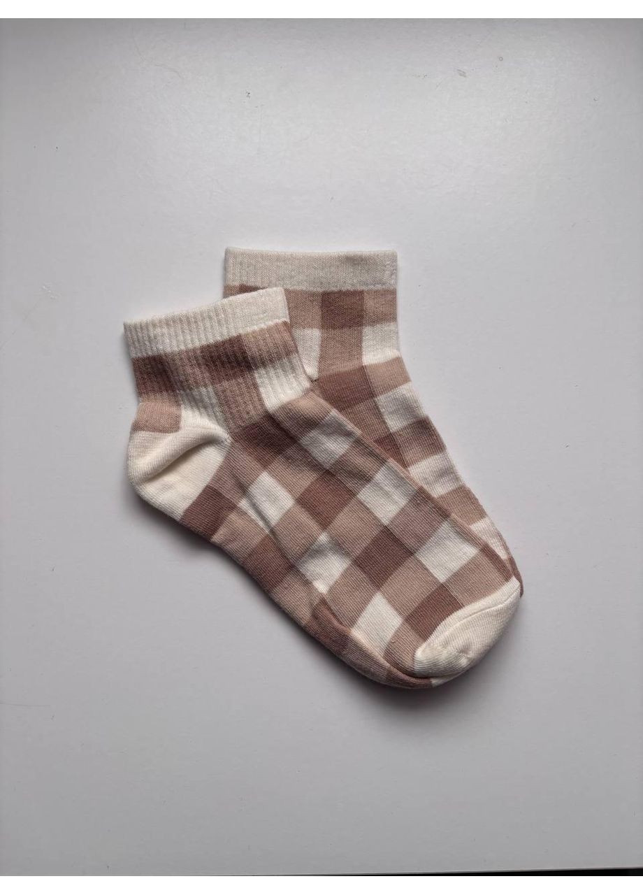 Коричневые носки женские коричневые (1067/1) клетка (370289559)