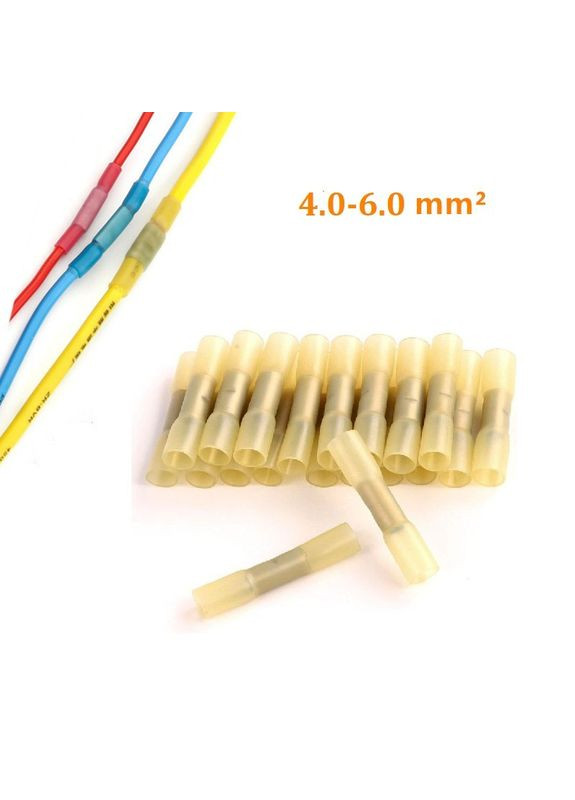 З'єднувальна гільза з термоусадкою під опресовування для швидкого монтажу 4.0 - 6.0 мм З'єднувач електричний 5 шт жовтий Bodasan (329443840)