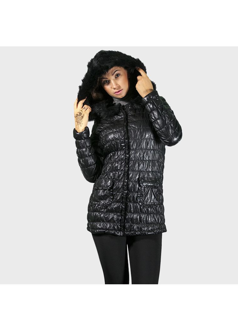 Черная куртка женская длинная fv-111467 черный Forza Viva