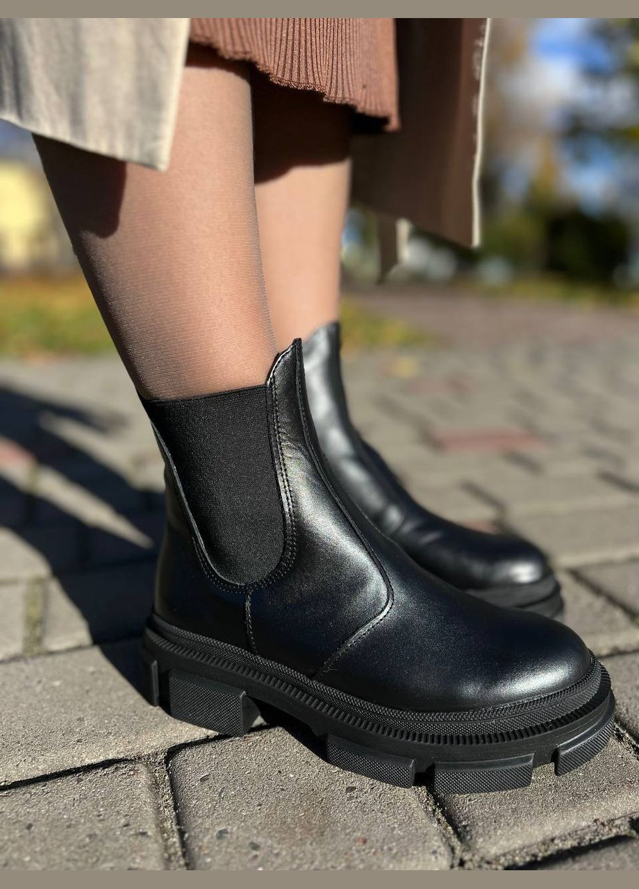 Зимние ботинки челси женские из натуральной кожи (1841) No Brand