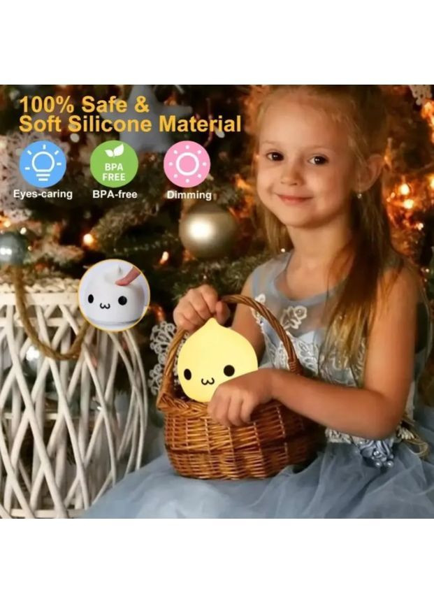 Ночник детский силиконовый белый, настольный LED ночник-капля с 7 цветами для безопасного сна No Brand (364191321)