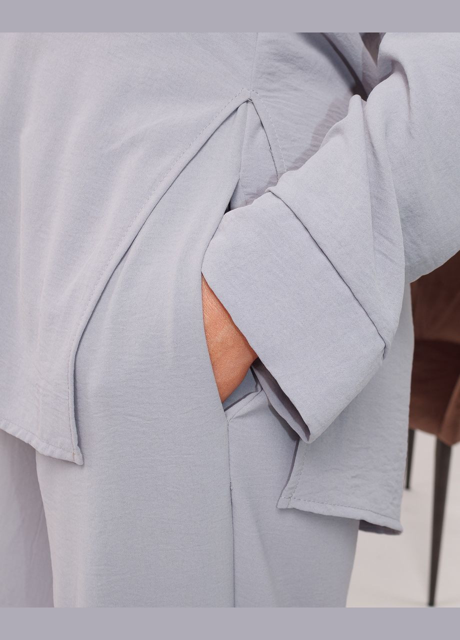 Женский костюм из креп жатки рубашка и штаны Серый Maybel (258602918)