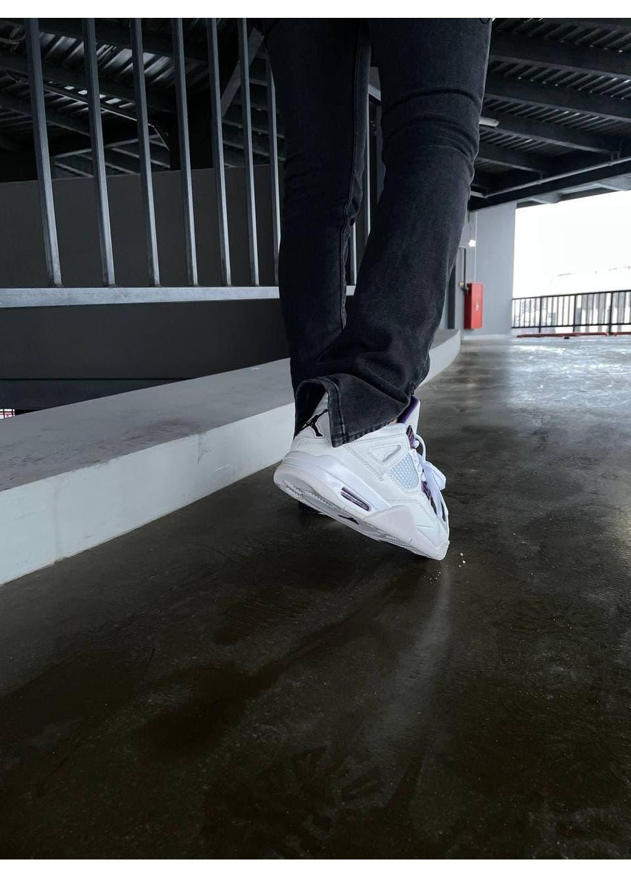 Белые демисезонные кроссовки мужские nike air jordan retro 4 metallic purple найк аир джордан No Brand