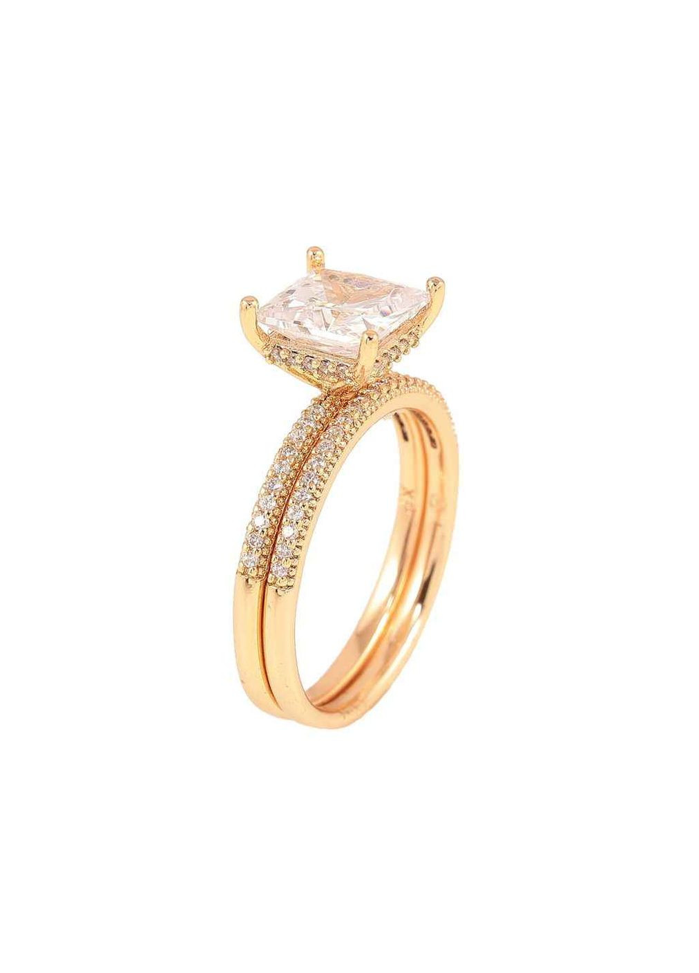 Каблучка Позолота 18K «Подвійне з інкрустацією цирконієм і фіанітом» (257270) р. Xuping Jewelry (356457626)