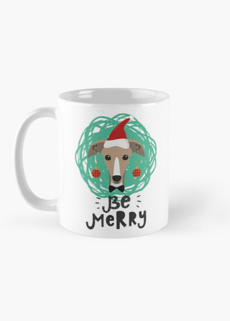 Чашка Керамічна Кружка з принтом Be marry Італійський хорт собака новорічний Біла 330 мл Orca (307501517)
