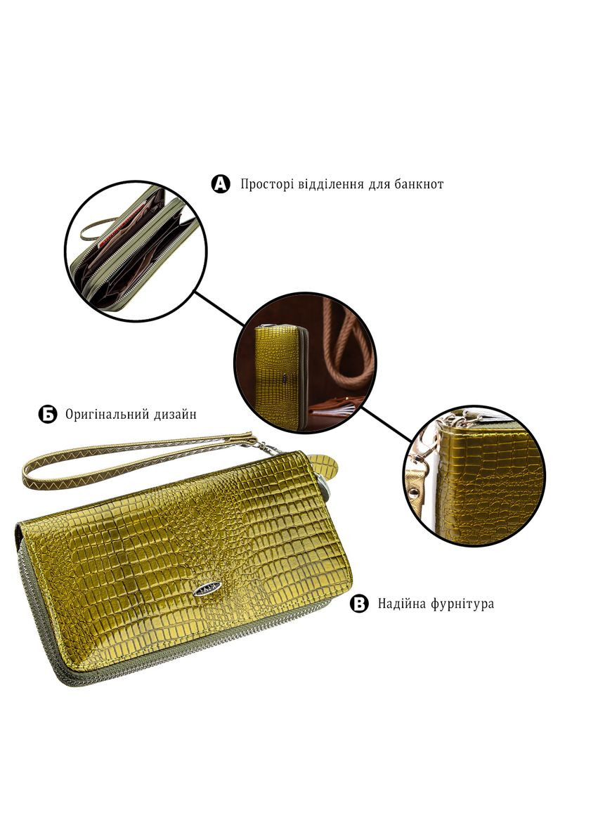 Женский кошелек из экокожи на две молнии с отделением для кредиток зеленый (sku_19023) No Brand (328218603)