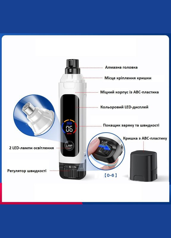 Бездротовий гриндер точилка для кігтів тварин Sodog MX30 для шліфування на акумуляторі Bark MX 30 (326800172)