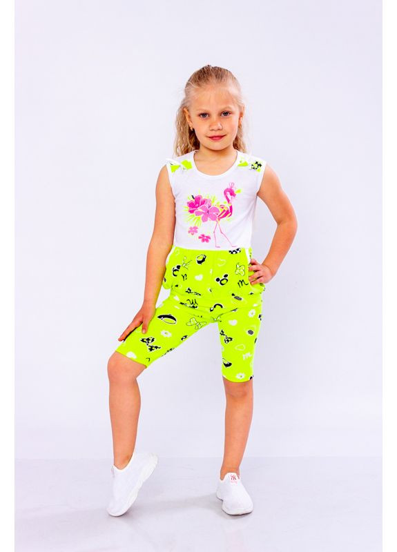 Жовтий літній комплект для дівчаток (туніка+бриджі) (p-932) Носи своє