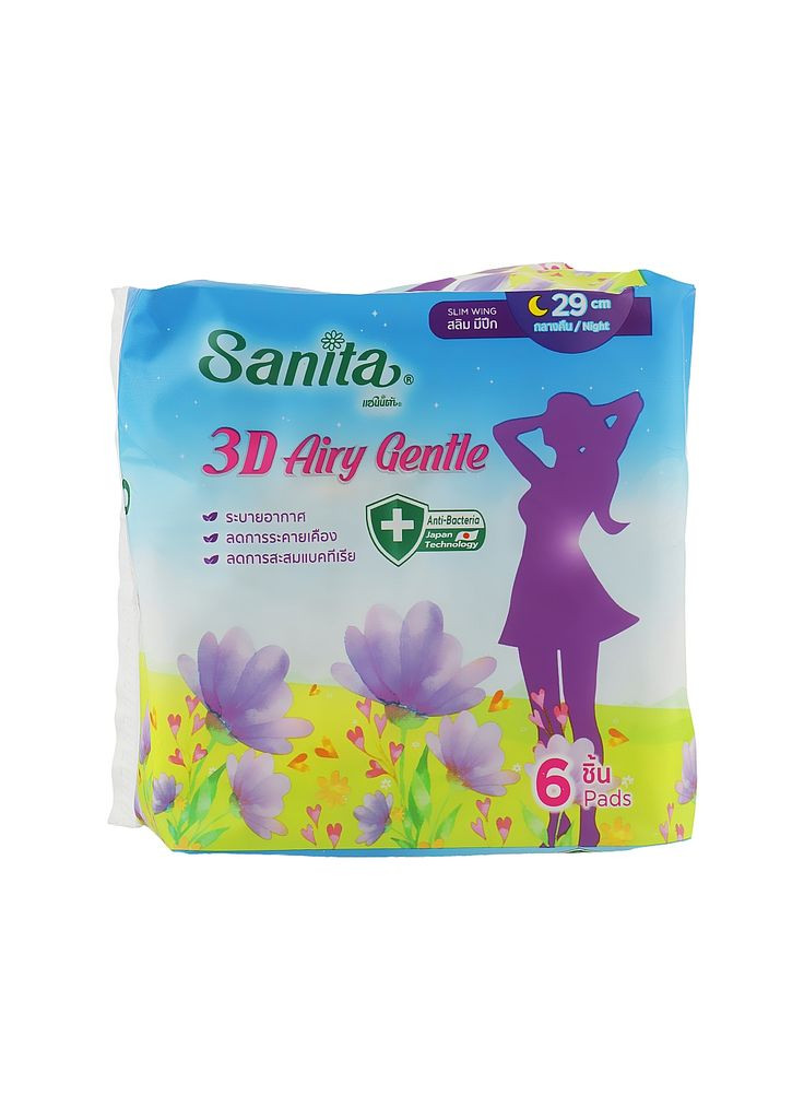 Гігієнічні прокладки (8850461090742) Sanita 3d airy gentle slim wing 29 см 6 шт. (268147631)
