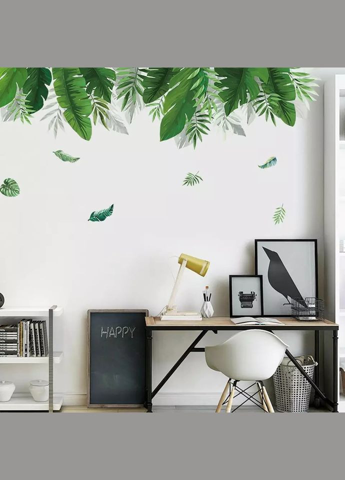 Виниловые наклейки Большие зеленые листья папоротник (лист 60 х 90 см) Б79-2 No Brand (302242711)