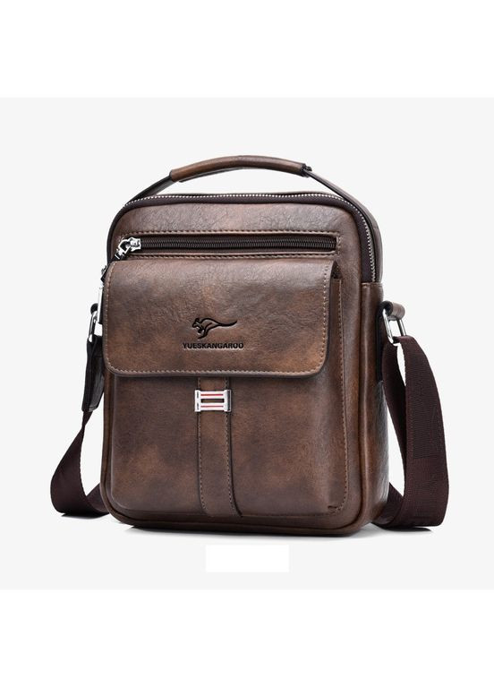 Сумка - барсетка шкіряна з накладною кишенею коричнева Kangaroo (317319562)