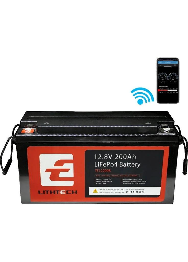 Аккумулятор LiFePO4 12V (12.8V/200Ah/2560Wh) (TE12200B) [157970] LITHTECH (401536808)