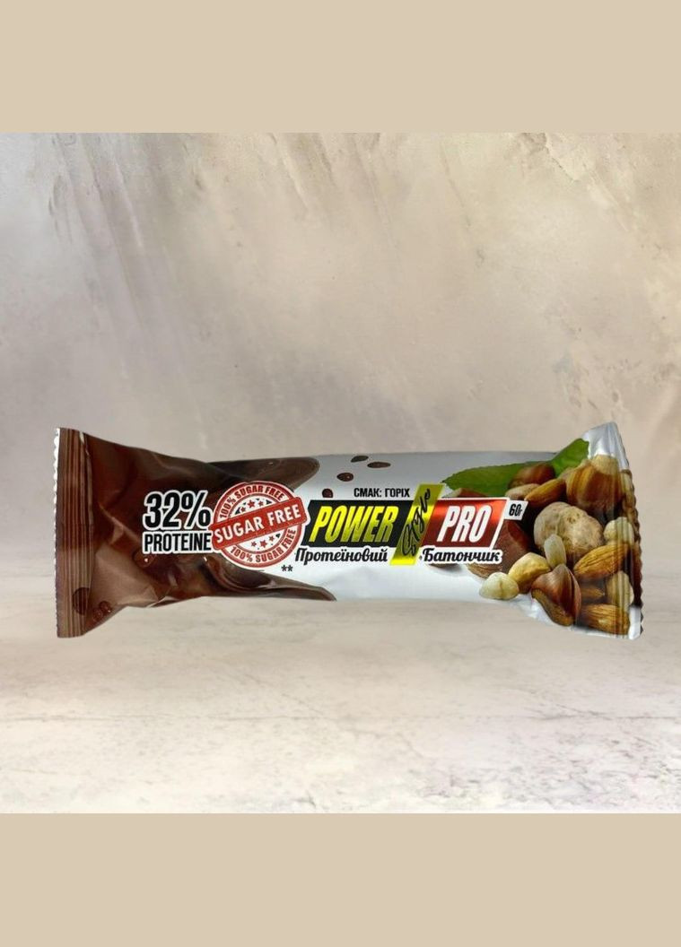Протеїновий батончик з цільним горіхом, Nutella без цукру Power Pro 60 г No Brand (323168815)