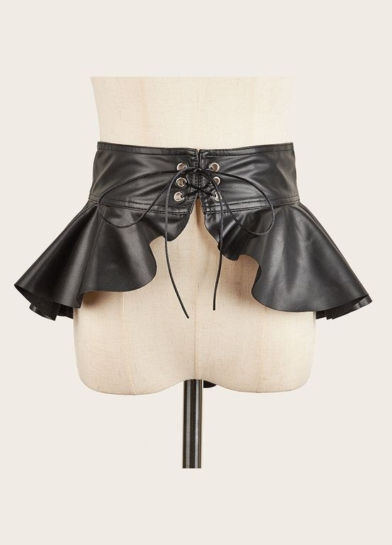 Широкий пояс-баска ремень ремешок поясок на шнуровке One Size черный (16-12) No Brand (308999912)