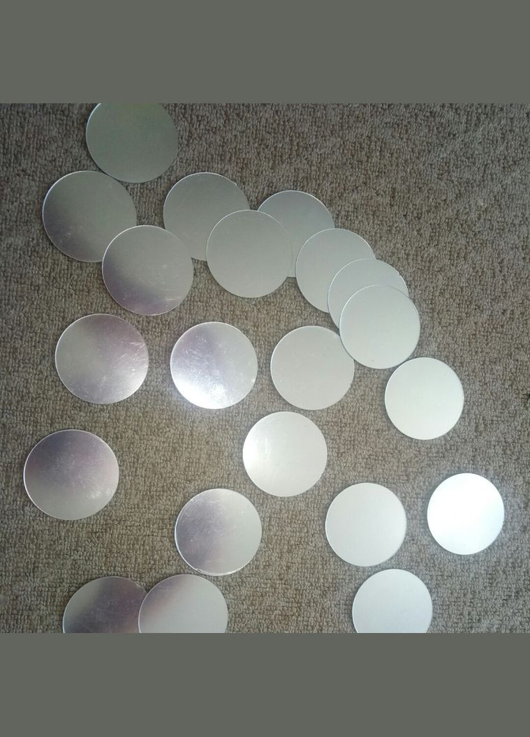 Дзеркальні пластикові наклейки круги Срібні 30 шт 3 см Б369 No Brand (302242135)