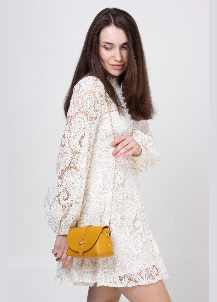 Крос-боді Гірчичний - Італійська жіноча сумка барильце з натуральної шкіри на ланцюжку (ss220077_mus_TU) TAKEASY (350612619)