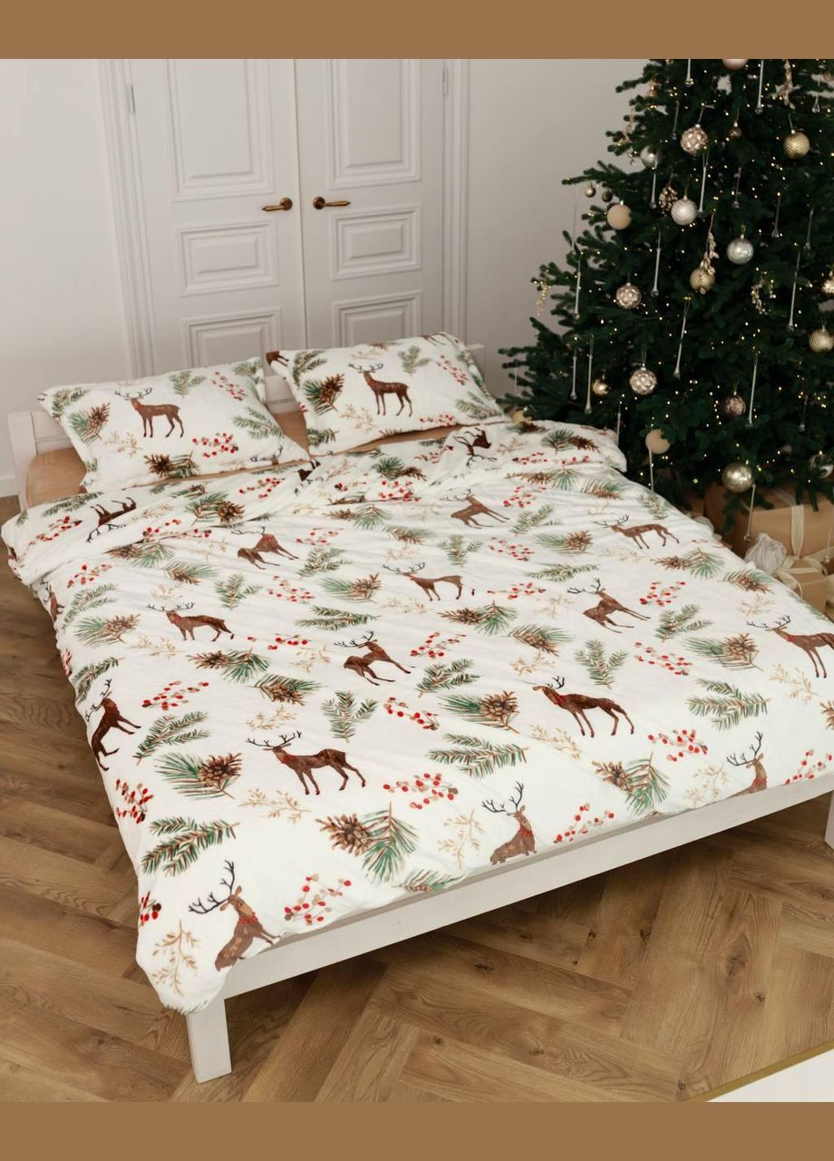 Постільна білизна комплект Напівторний 160х215 наволочка 50х70 2шт Білий (П-al-plush3-bavovna-005-01) No Brand (316230773)