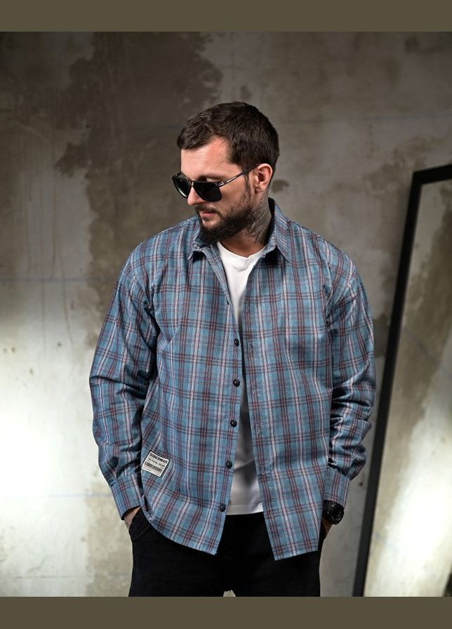 Голубой карнавальный, коктейльный, спортивная, повседневный, пляжный, кэжуал рубашка в клетку No Brand