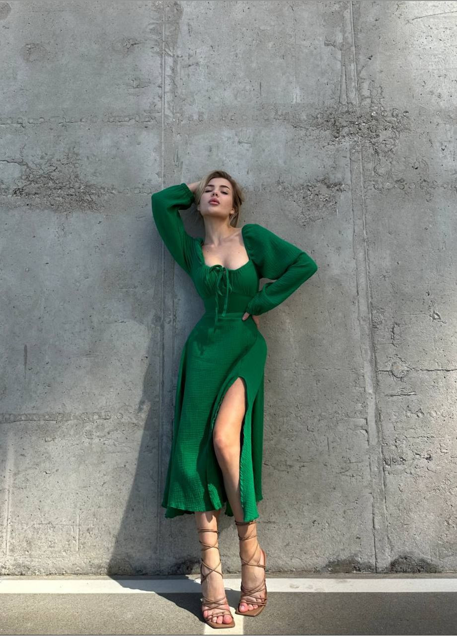 Зеленое женское платье из муслина цвет зеленый р.42/44 449194 New Trend