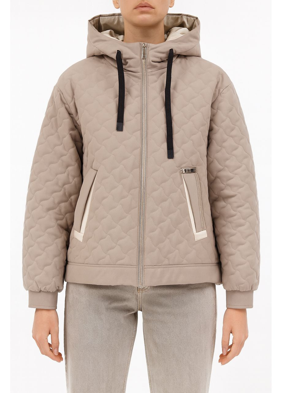 Бежевая демисезонная куртка женская стеганая полубатал бежевая (507) Solo