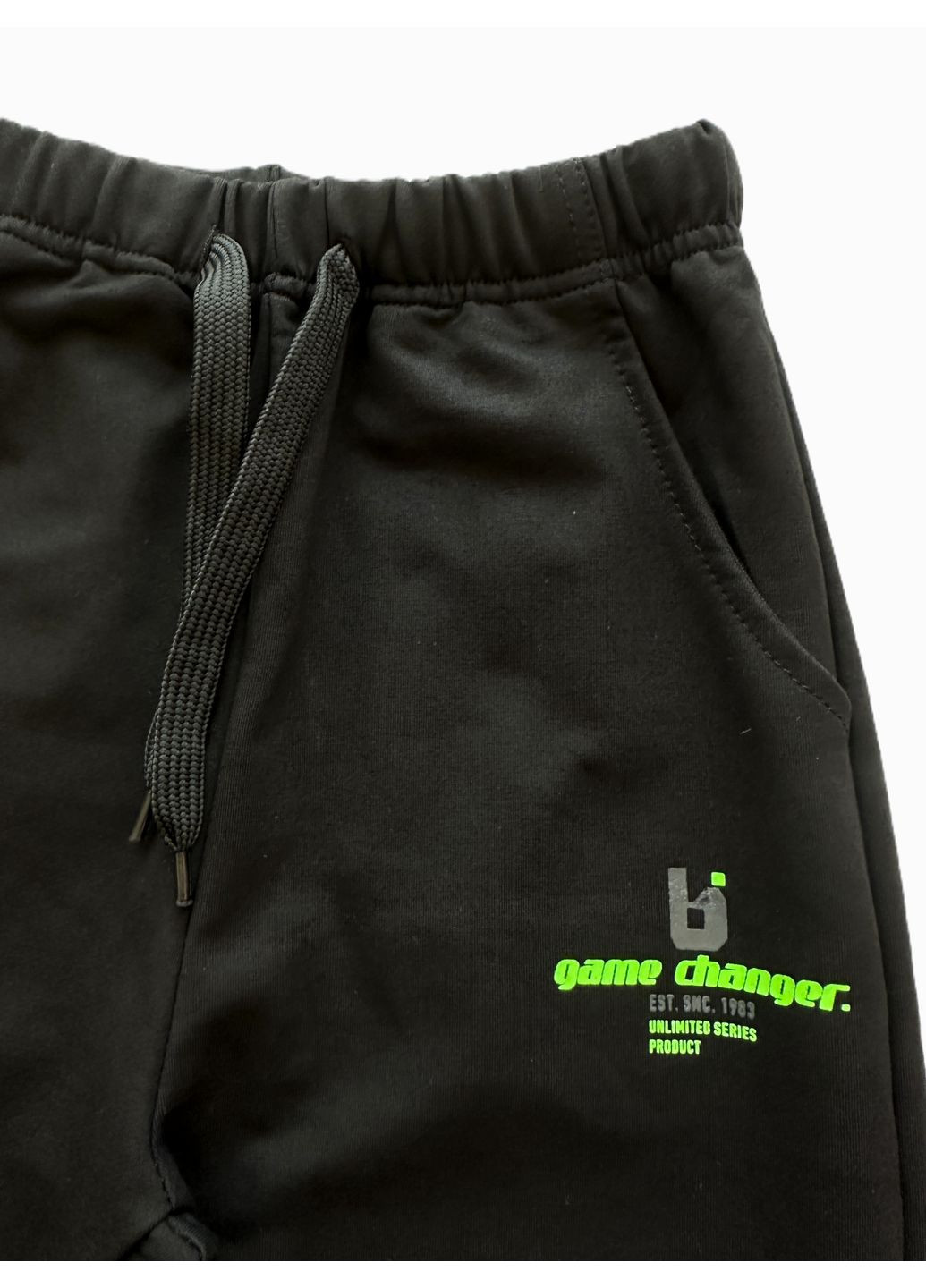 Спортивный костюм толстовка с молнией (зепка) и брюки-джогеры B13969-1 черный с зеленым Grace (356111759)