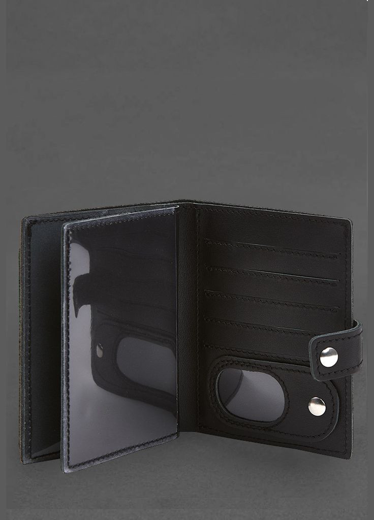 Кожаная обложка-портмоне для военного билета с карманом для жетона 15.1 Черная (A-028500) BlankNote (328961680)