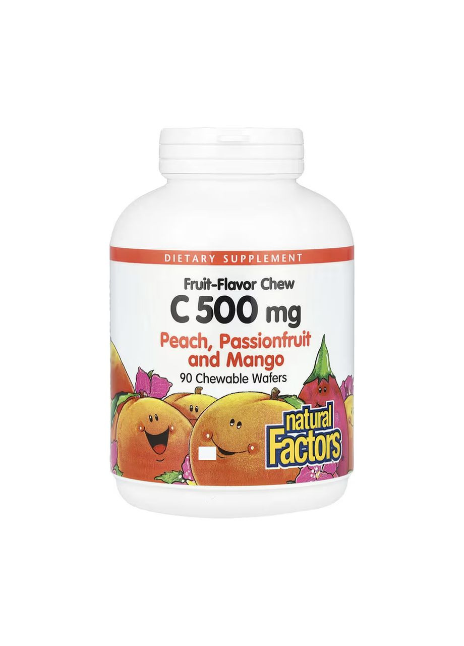 Vitamin C 500 mg - 90 Chewable Wafers Peach Passion Fruit and Mango Natural Factors (369398491)