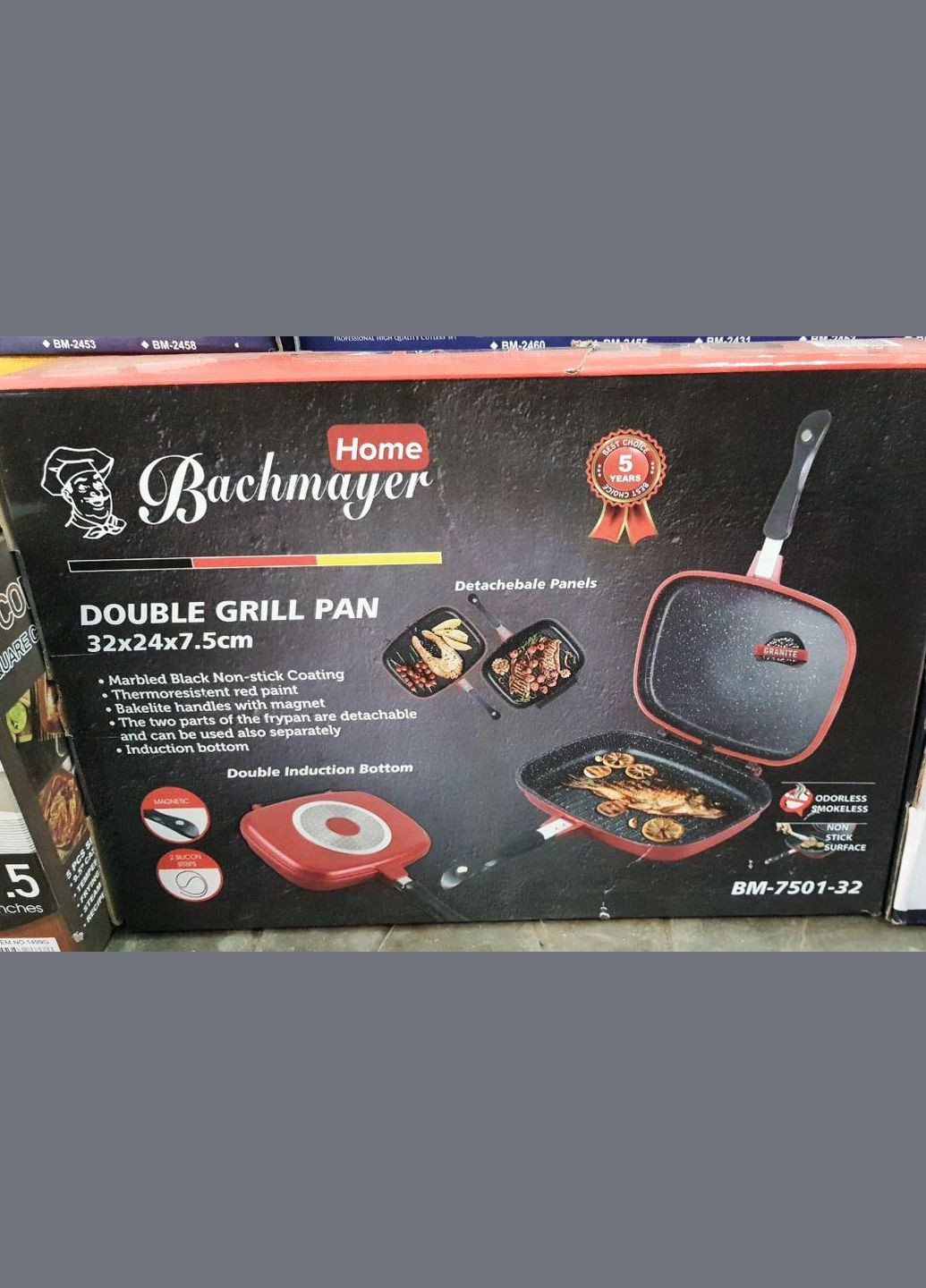 Сковорода гриль для стейков Bahmayer BM-7501-32 с гранитным покрытием двухсторонняя No Brand (317185949)