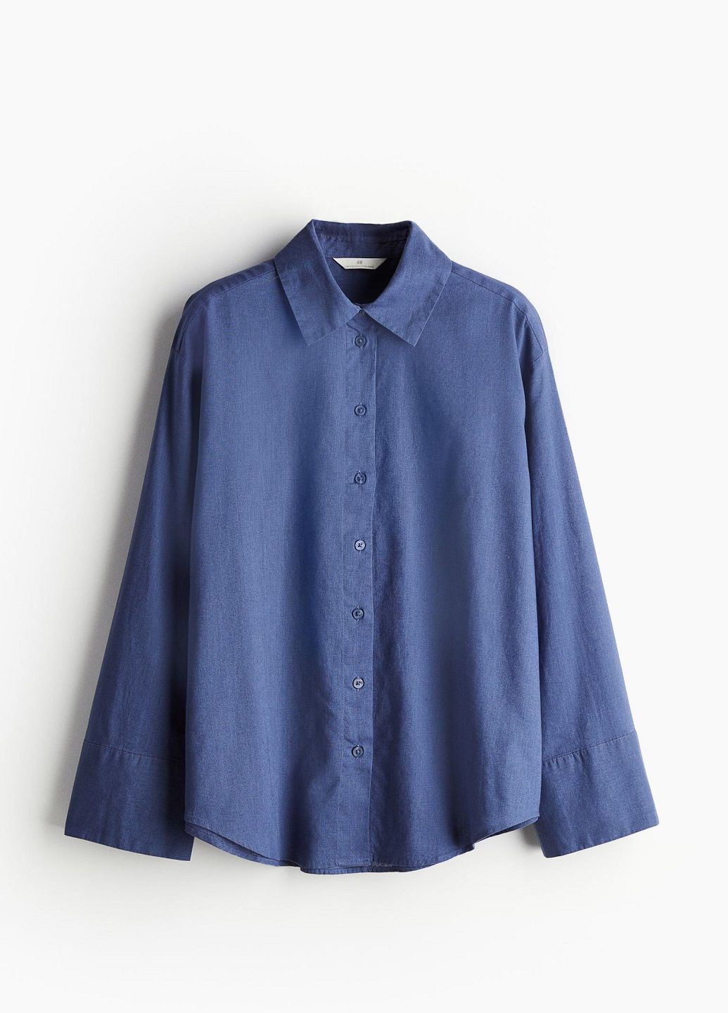 Синяя кэжуал рубашка однотонная H&M