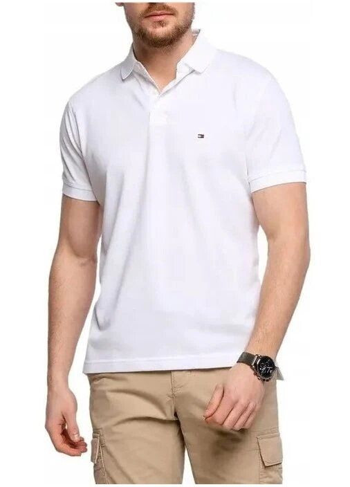 Белая футболка-поло мужское для мужчин Tommy Hilfiger с логотипом