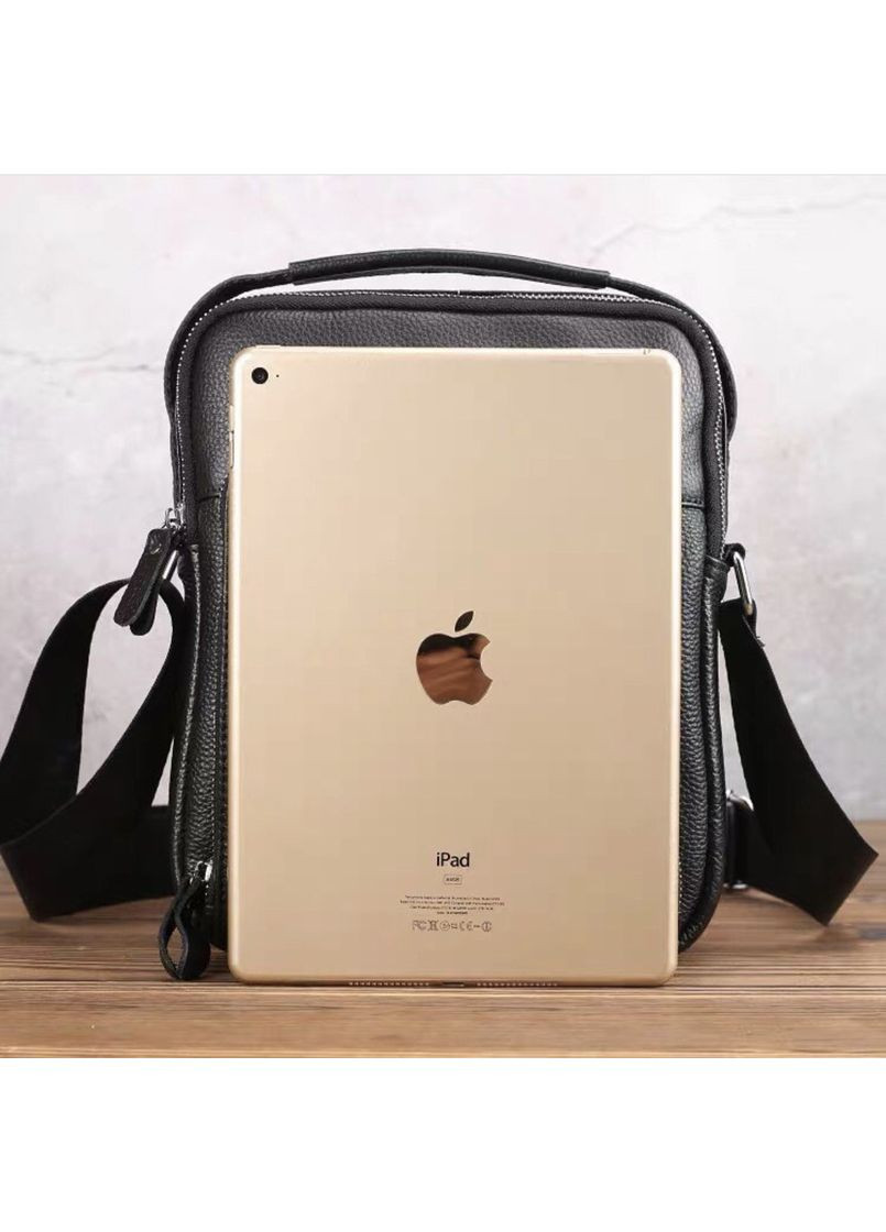Мужская сумка-барсетка через плечо кожаная черная с ручкой M61693 Tiding Bag (354832939)
