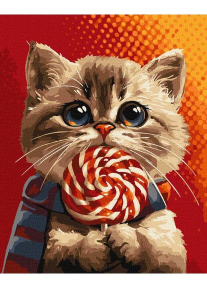 Картина за номерами - Котик із цукеркою ©art_selena_ua 40х50 см IDEYKA (363986593)