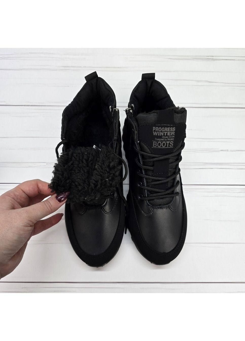 Черные зимние мужские зимние ботинки Progress