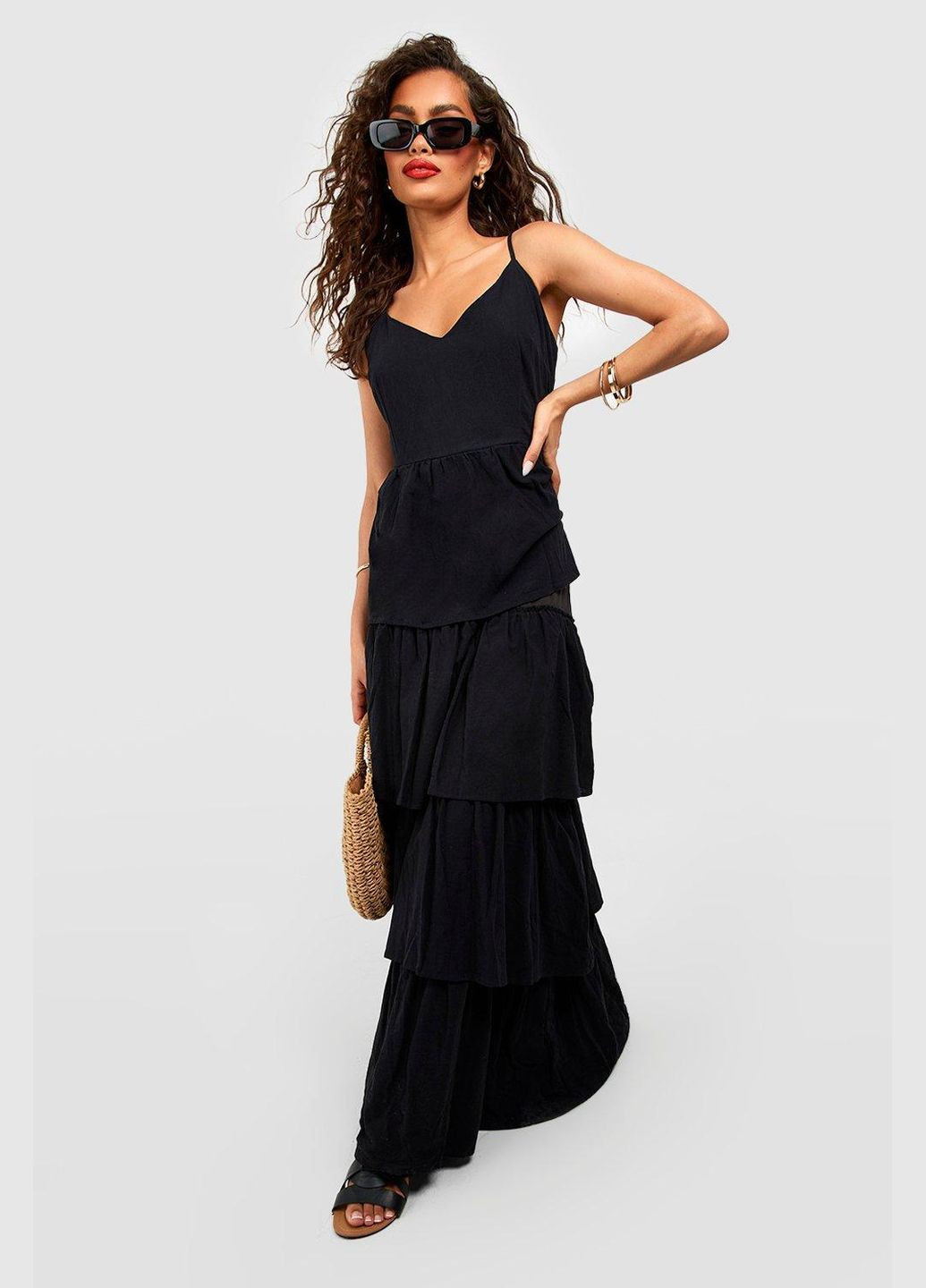 Черное повседневный платье Boohoo однотонное