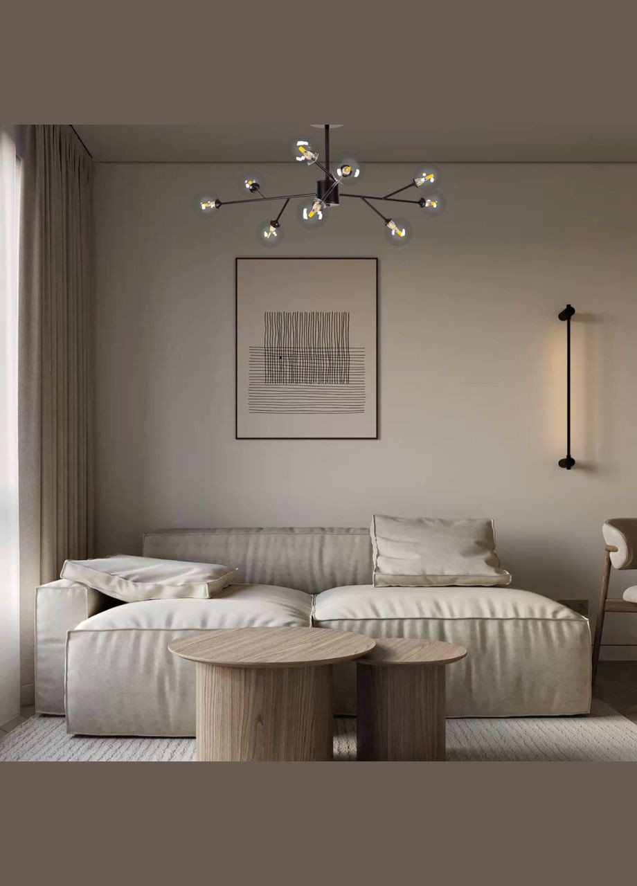 Чорна сучасна люстра на 9 ламп (52-9806-9 BK+CL) No Brand (370072520)